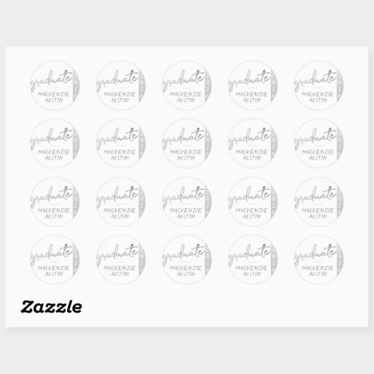 Afstuderen Silver-script | Trendy Faux Metallic Ronde Sticker (Vel)
