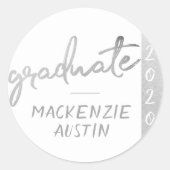 Afstuderen Silver-script | Trendy Faux Metallic Ronde Sticker (Voorkant)