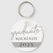 Afstuderen Silver-script | Trendy Faux Metallic Sleutelhanger (Achterkant)