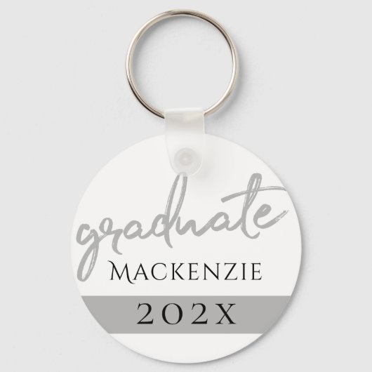 Afstuderen Silver-script | Trendy Faux Metallic Sleutelhanger (Achterkant)