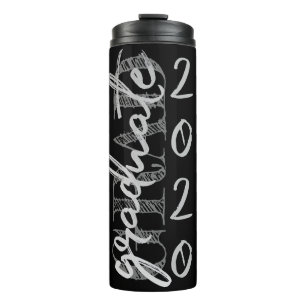 Afstuderen Silver-script Trendy Faux Metallic Thermosbeker