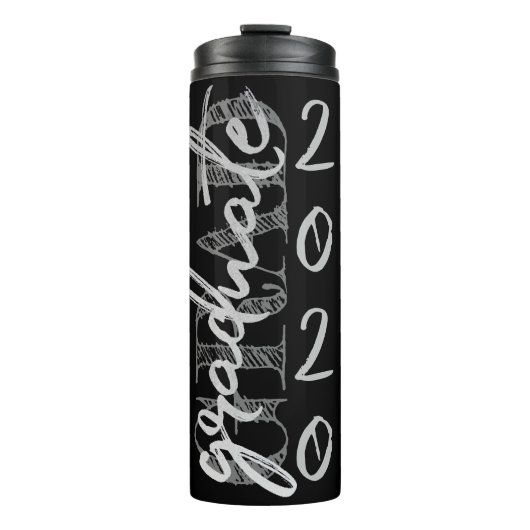 Afstuderen Silver-script | Trendy Faux Metallic Thermosbeker (Voorkant)