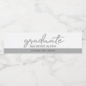 Afstuderen Silver-script | Trendy Faux Metallic Waterfles Etiket (Enkel label)