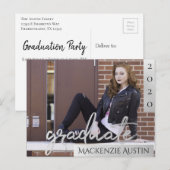 Afstuderen Silver-script | Trendy foto uitnodiging Briefkaart (Voorkant / Achterkant)