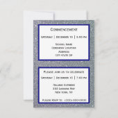 Afstuderen Silver Sparkle Navy Blue Aankondiging (Achterkant)