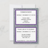 Afstuderen Silver Sparkle Paarse Aankondiging (Achterkant)