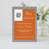 Afstuderen Silver Sparkle Sinaasappel Aankondiging (Staand voorkant)