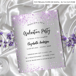 Afstuderen Silver Violet paarse uitnodiging tot he Flyer