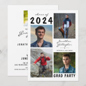 Afstuderen Simple 5 Photo Collage Black White Kaart (Voorkant / Achterkant)