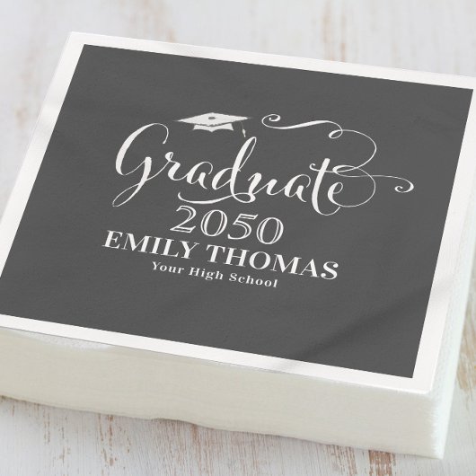 Afstuderen Simple Black Calligraphy Typography Servet