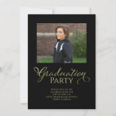 Afstuderen Simple Black Gold Calligraphy Script Kaart (Achterkant)