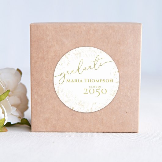 Afstuderen Simple Gold Calligraphy Script Ronde Sticker