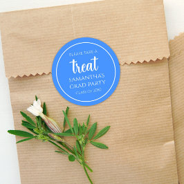 Afstuderen Simple Minimalist Azure Blue Treat Ronde Sticker