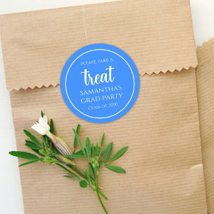 Afstuderen Simple Minimalist Azure Blue Treat Ronde Sticker