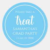 Afstuderen Simple Minimalist Carolina Blue Treat Ronde Sticker (Voorkant)