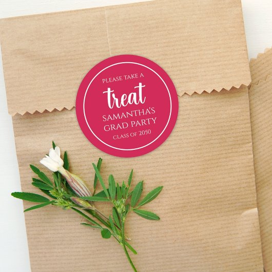 Afstuderen Simple Minimalist Crimson Red Treat Ronde Sticker