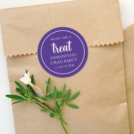 Afstuderen Simple Minimalist Script Paars Treat Ronde Sticker