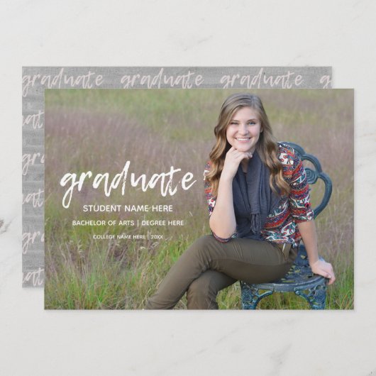 Afstuderen Simple Modern Announcement Kaart (Voorkant / Achterkant)