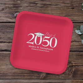 Afstuderen Simple Modern Minimalist Crimson Red Papieren Bordje