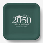 Afstuderen Simple Modern Minimalist Donkergroen Papieren Bordje (Voorkant)