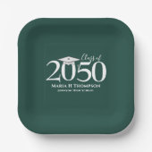 Afstuderen Simple Modern Minimalist Donkergroen Papieren Bordje (Voorkant)
