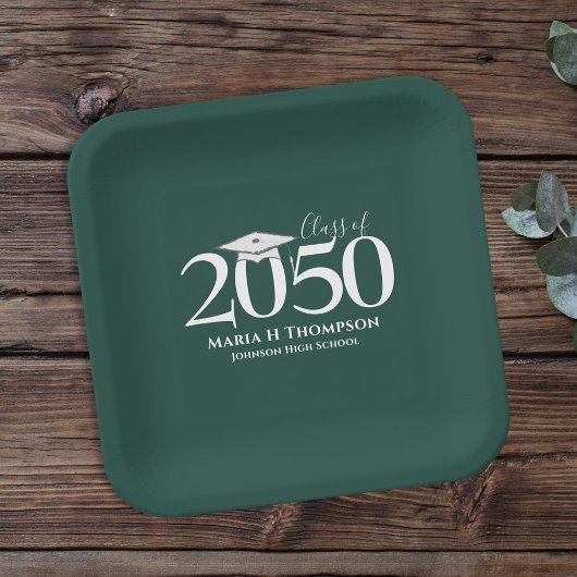 Afstuderen Simple Modern Minimalist Donkergroen Papieren Bordje