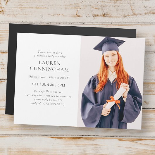 Afstuderen Simple Modern minimalist Foto Magnetische Uitnodiging