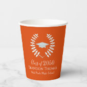 Afstuderen Simple Modern Mortarboard Oranje Papieren Bekers (Voorkant)