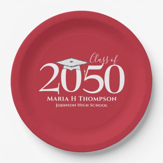 Afstuderen Simple Moderne Mortarboard Papieren Bordje (Voorkant)