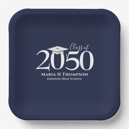Afstuderen Simple Moderne Mortarboard Papieren Bordje (Voorkant)