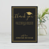 Afstuderen Simple Photo Black Bedankkaart (Staand voorkant)