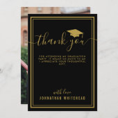 Afstuderen Simple Photo Black Bedankkaart (Voorkant / Achterkant)