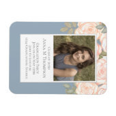 Afstuderen Simple Photo Floral Roos Dusty Blue Magneet (Horizontaal)