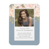 Afstuderen Simple Photo Floral Roos Dusty Blue Magneet (Verticaal)