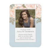Afstuderen Simple Photo Floral Roos Light Blue Magneet (Verticaal)
