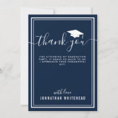 Afstuderen Simple Photo Navy Blue Bedankkaart (Voorkant)