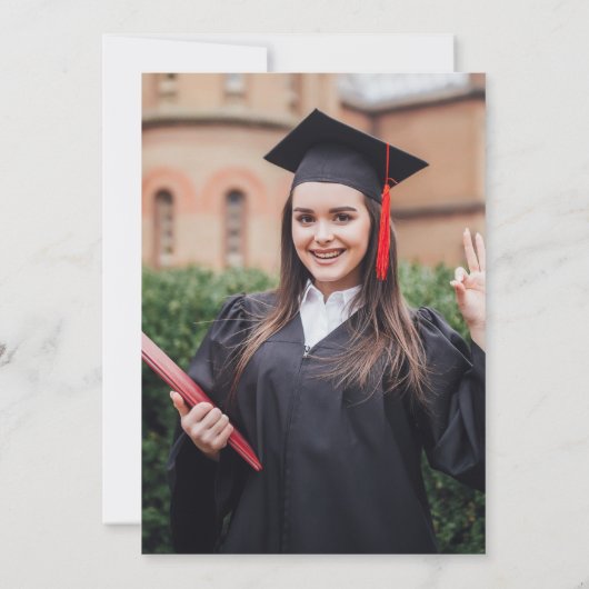 Afstuderen Simple Photo Navy Blue Bedankkaart (Achterkant)