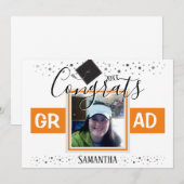 Afstuderen Sinaasappel enkele vierkante foto Uitno Kaart (Voorkant / Achterkant)