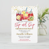 Afstuderen Sip en Dip Fruit Cocktail Pool Party Kaart (Staand voorkant)