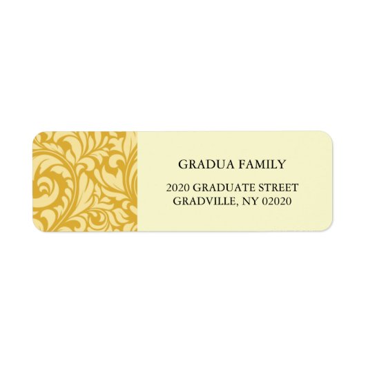 Afstuderen Sjabloon Golden Yellow Formele Etiket (Voorkant)