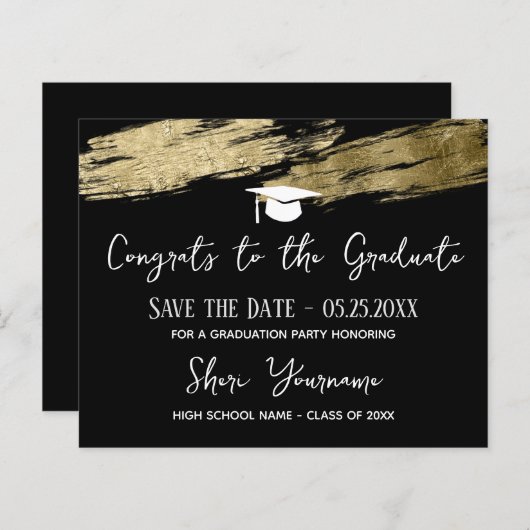 Afstuderen Sla de datum Gold black op (Voorkant / Achterkant)