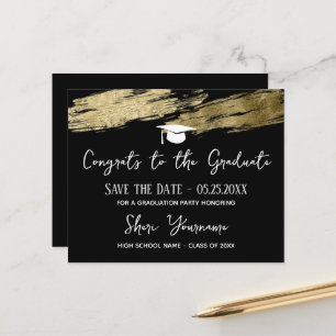 Afstuderen Sla de datum Gold black op