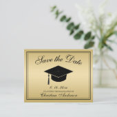 Afstuderen Sla de datum Gold Black Script Pet op Aankondiging (Staand voorkant)