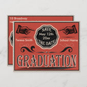 Afstuderen Sla de datum op Aankondigingskaart (Voorkant / Achterkant)