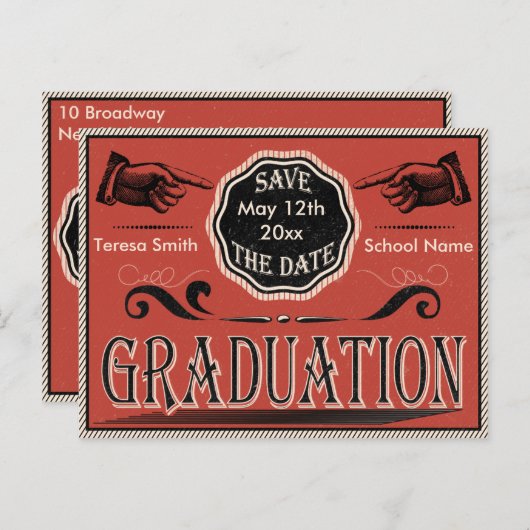  Afstuderen Sla de datum op Aankondigingskaart (Voorkant / Achterkant)