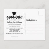 Afstuderen Sla de datum zwarte Typografie wit op Aankondigingskaart (Achterkant)