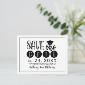 Afstuderen Sla de datum zwarte Typografie wit op Aankondigingskaart (Staand voorkant)