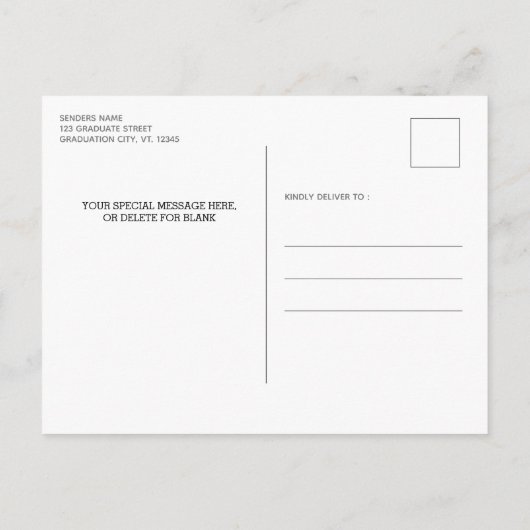 Afstuderen slaat de foto van het datumscript op aankondigingskaart (Achterkant)