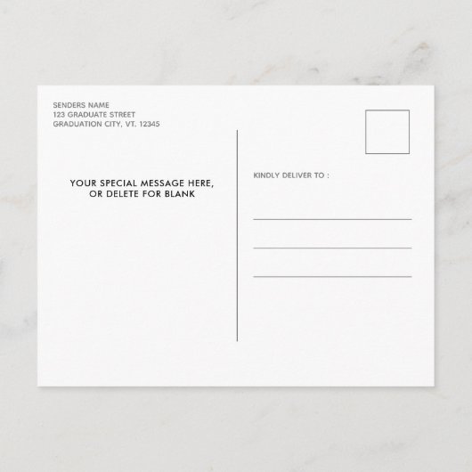 Afstuderen slaat de foto van het datumscript op uitnodiging briefkaart (Achterkant)