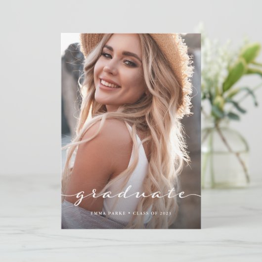 Afstuderen | Slagscript en twee foto's Aankondiging (Staand voorkant)